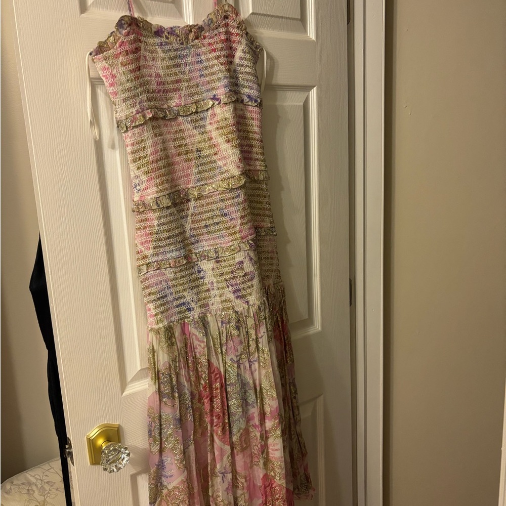 HEMANT & NANDITA One Shoulder Pastel Floral Dress